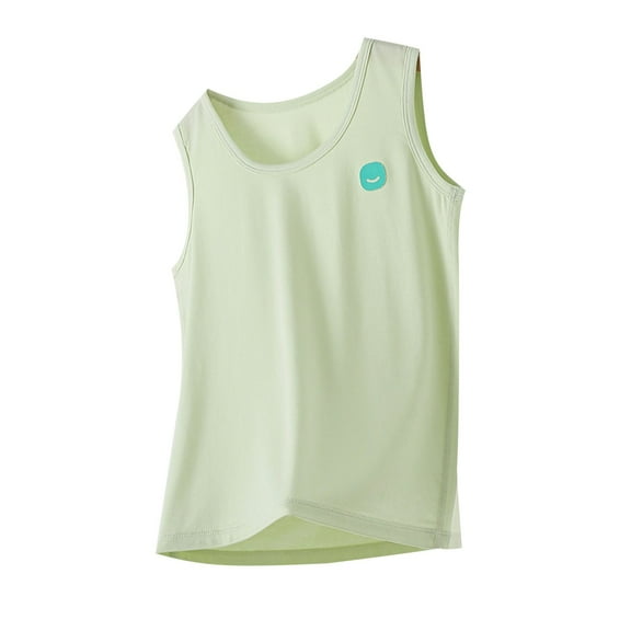 Zwiiyzr 2025 2-16Y Kids Boys And Girls Tank Tops Cotton Sleeveless T-Shirt Kids Spring Summer Thin Tops Green
