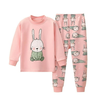 Zwiiyzr 2-16Y Toddler Girls Boys Kids Pajama Sets Snug Fit Long Sleeve Softness Sleepwear Pjs 2Pcs Jammies Pink