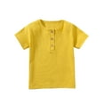 thumbnail image 1 of Zwiiyzr 2-6 Years Toddler Kids Girls Boys Summer Short Sleeve Basic T Shirt Trendy Comfortable Solid Color Button Round Neck Top Yellow, 1 of 2