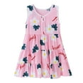 thumbnail image 1 of Zwiiyzr 2-6T Toddler Baby Girls Floral Boho Dress Summer Ruffle Hem Round Neck Sleeveless Casual Kids Beach Sundress Pink, 1 of 9