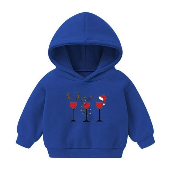 Zwiiyzr 2-7 Years Baby Clothes Christmas Toddler Baby Boy's Girl's Hoodie Children's Casual Print Sweatshirt for The Baby Gift Blue