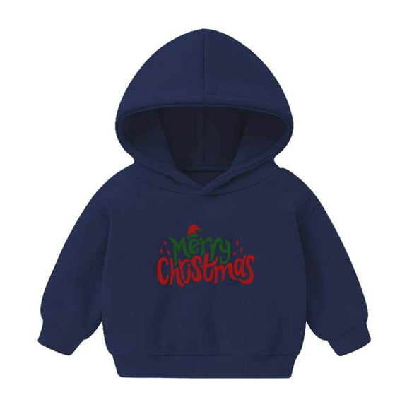 Zwiiyzr 2-7 Years Baby Clothes Christmas Toddler Baby Boy's Girl's Hoodie Children's Casual Print Sweatshirt for The Baby Gift Navy