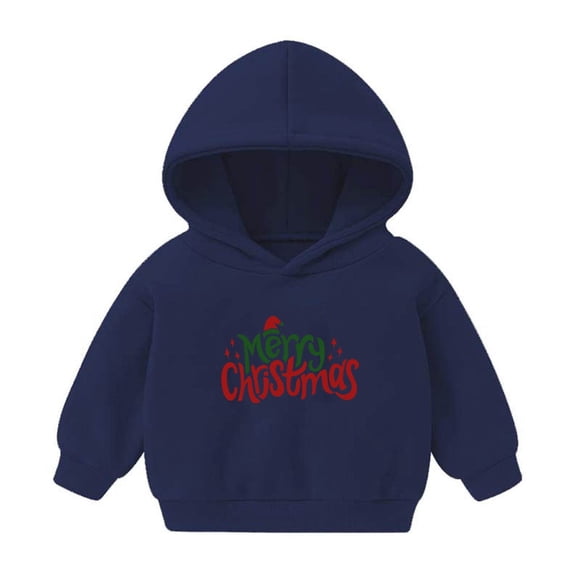 Zwiiyzr 2-7 Years Baby Clothes Christmas Toddler Baby Boy's Girl's Hoodie Children's Casual Print Sweatshirt for The Baby Gift Navy