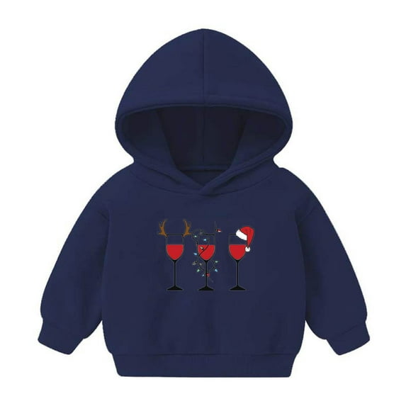 Zwiiyzr 2-7 Years Baby Clothes Christmas Toddler Baby Boy's Girl's Hoodie Children's Casual Print Sweatshirt for The Baby Gift Navy
