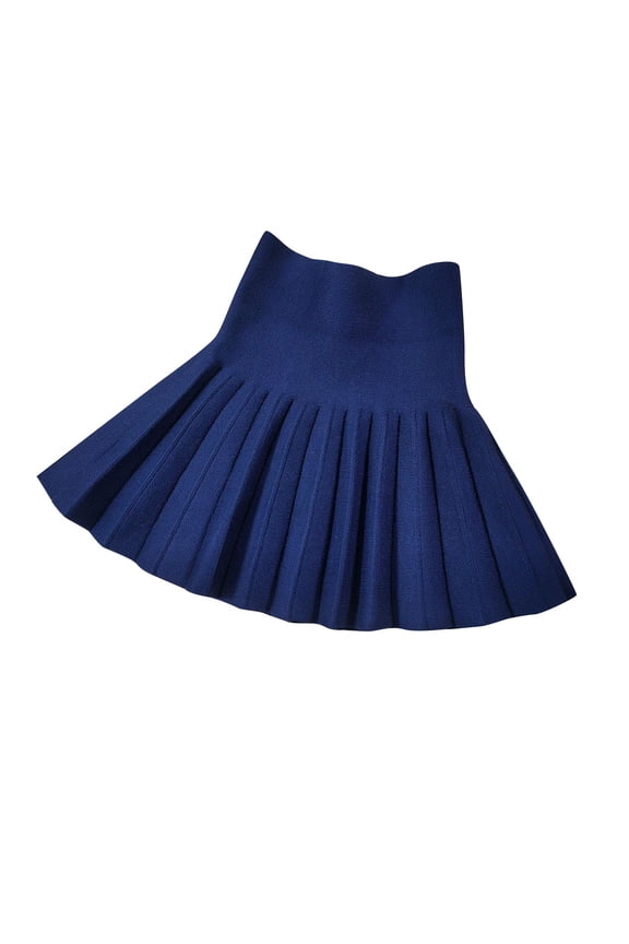 2-8Y Toddler Baby Girls Pleated Skirt Elastic Waist School Uniform Mini Short Skirt Dark Blue