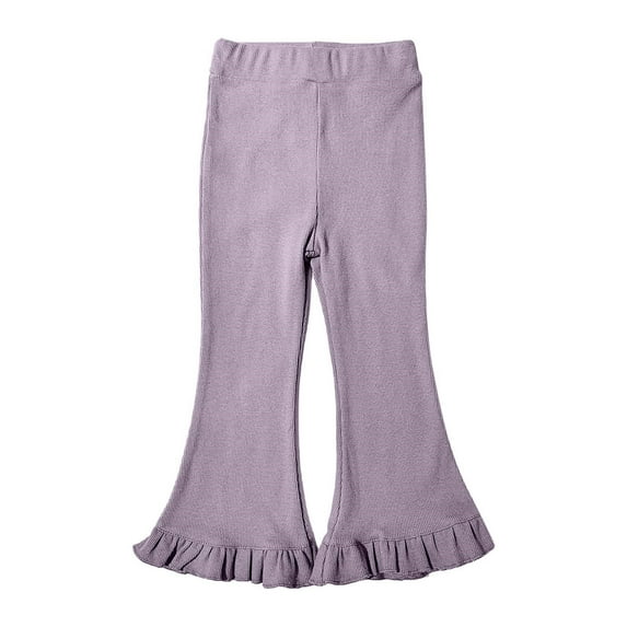 Zwiiyzr 2025 2-8Y Toddler Kids Baby Girls Bell Bottom Pants Fashion Slim Cute Sweet Elasticity Flared Pants Trousers Leggings Purple