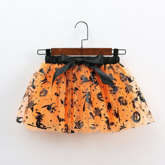 Zwiiyzr 2-8Y Toddler Little Girl Halloween Tulle Skirt Toddler Tutu Girls Clothes Yellow