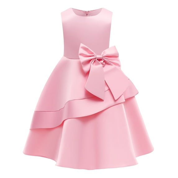 Zwiiyzr 2-9Y Flower Girls Evening Tutu Dresses First Communion Dress Elegant Lace Satin A-Line Bridesmaid Princess Dress for Wedding Party Pink