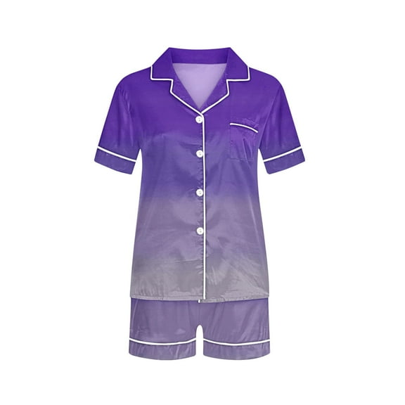 Zwiiyzr 2Y-13Y Toddler Baby Boys Girls 2-Piece Button Down Pajama Set Children Casual Short Sleeve Toddler Summer Outfits Purple