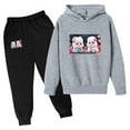 thumbnail image 1 of Zwiiyzr 3-10Y Infant Toddler Baby Boy Girl Clothes Solid Color Printed Long Sleeve Hoodies Jogger Pants Set 2Pcs Fall Winter Matching Outfit Gray, 1 of 2