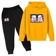 thumbnail image 1 of Zwiiyzr 3-10Y Infant Toddler Baby Boy Girl Clothes Solid Color Printed Long Sleeve Hoodies Jogger Pants Set 2Pcs Fall Winter Matching Outfit Yellow, 1 of 2