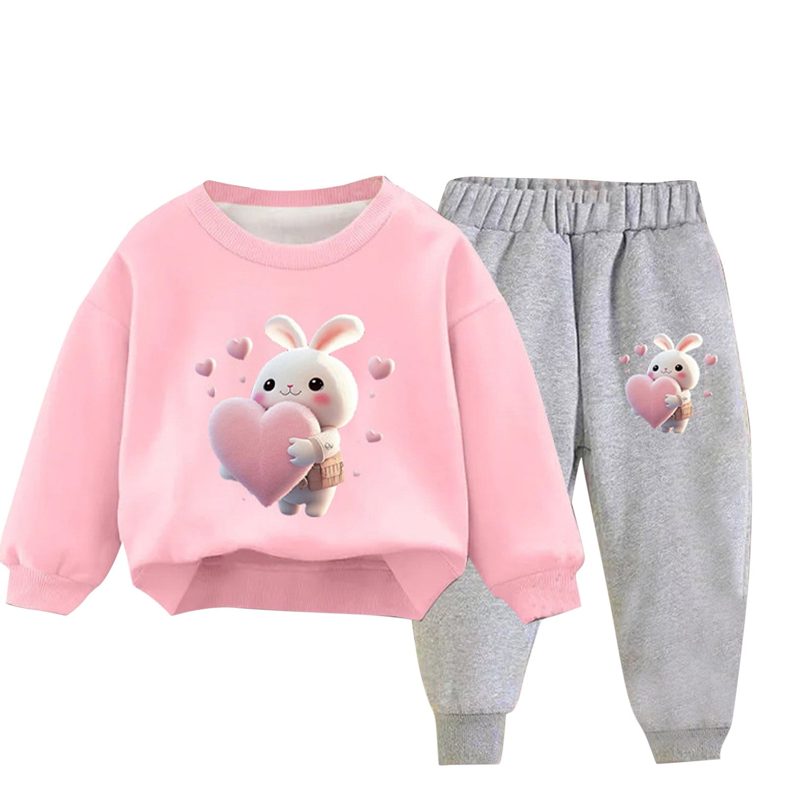 Pink Rabbit Print long Sleeve Baby Girl Rompers main image 1