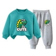 thumbnail image 1 of Zwiiyzr 3-10Y Toddler Baby Boy Girl Dinosaur Clothes Warm Fleece Lined Print Long Sleeve Sweatshirt Tops and Pants Winter Fall Clothing Set Sky Blue, 1 of 3