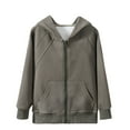 thumbnail image 1 of Zwiiyzr 3-10Y Toddler Baby Girls and Boys Solid Hooded Sweatshirts Casual Long Sleeve Bear Printing Long Sleeve Full Zipper Casual Outwear Olive Green, 1 of 2