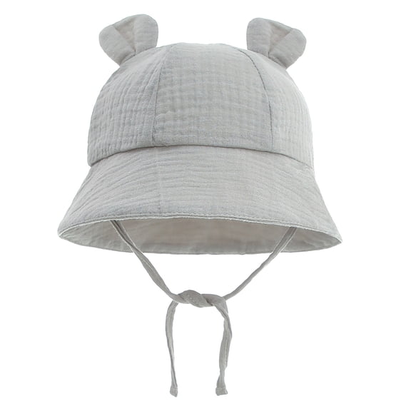 Zwiiyzr 3-12 Months Infant Baby Boys Girls Summer Sun Protection Fashion Solid Color Outdoor Sun-Hat Cute Bear Ears Sunscreen Hat Cap Gray