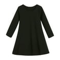 thumbnail image 1 of Zwiiyzr 2025 3-12Y Kids Girl Dress Cute Solid Color Long Sleeve Stretchy A Line Dress Black, 1 of 9