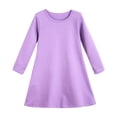 thumbnail image 1 of Zwiiyzr 2025 3-12Y Kids Girl Dress Cute Solid Color Long Sleeve Stretchy A Line Dress Purple, 1 of 9