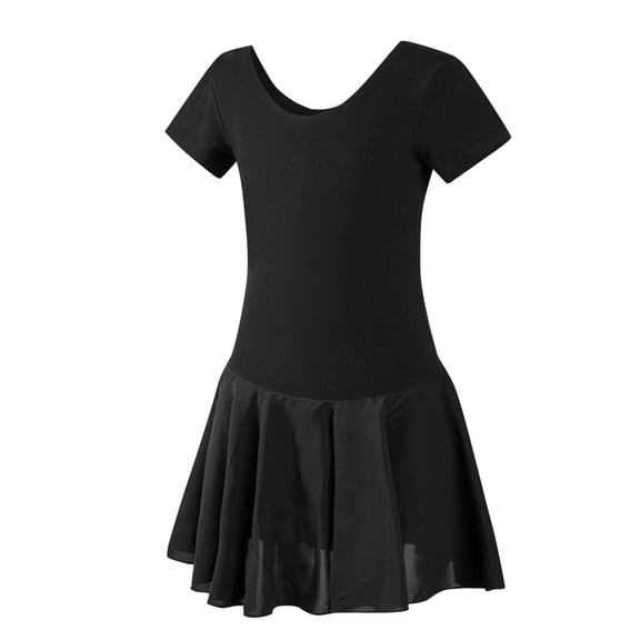 Zwiiyzr 3-12Y Toddler Girls Gymnastics Leotard Ballet Dance Dress Summer Short Sleeve Training Clothes Baby Clothes One-Piece Gym Suit Blue Black