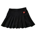 thumbnail image 1 of Zwiiyzr 3-13Y Teens Toddler Girls Skirts Skorts Elastic Pleated Skirts for Kids Girls Heart Embroidery Casual Stretch Waist Skater Skirt Black, 1 of 3