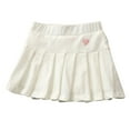thumbnail image 1 of Zwiiyzr 3-13Y Teens Toddler Girls Skirts Skorts Elastic Pleated Skirts for Kids Girls Heart Embroidery Casual Stretch Waist Skater Skirt White, 1 of 5