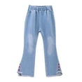 thumbnail image 1 of Zwiiyzr 3-13Y Toddler Kids Baby Girls Bell Bottom Jeans Fashion Cute Sweet Bow Flared Trousers Denim Pants Red, 1 of 9