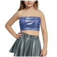 thumbnail image 1 of Zwiiyzr 2025 3-16Y Kids Girls Strapless Sequins Tube Tops Dance Vest Tank Crop Tops Sparkle Bandeau Dancewear Blue, 1 of 4