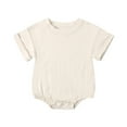 thumbnail image 1 of Zwiiyzr 3-24M Unisex Newborn Baby Boy Girl Clothes Cotton Shirt Bubble Romper Oversized Crewneck Short Sleeve Jumpsuit Outfit Beige, 1 of 7