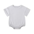 thumbnail image 1 of Zwiiyzr 3-24M Unisex Newborn Baby Boy Girl Clothes Cotton Shirt Bubble Romper Oversized Crewneck Short Sleeve Jumpsuit Outfit Gray, 1 of 7