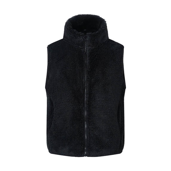 Zwiiyzr 3-8Y Toddler Fleece Vest Jacket Baby Boys Girls Zipper Sleeveless Stand Collar Unisex Thick Warm Outerwear Black