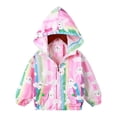 thumbnail image 1 of Zwiiyzr 3-9Y Girls Boys Cartoon Jackets Spring Zip Up Kids Lightweight Hooded Windbreaker Jacket Outerwear with Hood Pink, 1 of 2