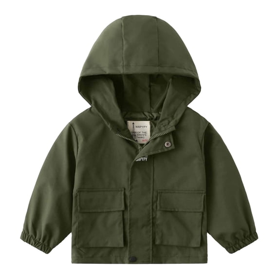Zwiiyzr 3-9Y Rain Jacket Hooded Rain Coats for Toddler Kids Lightweight Waterproof Rain Jacket for Boys and Girls Olive Green