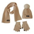thumbnail image 1 of Zwiiyzr 2024 3 Pieces Toddler Baby Christmas Winter Knitted Hat Scarf and Gloves Set, Beanie Cap With Pompom, Scarf and Gloves for Boys Girls Beige, 1 of 6