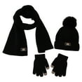 thumbnail image 1 of Zwiiyzr 2024 3 Pieces Toddler Baby Christmas Winter Knitted Hat Scarf and Gloves Set, Beanie Cap With Pompom, Scarf and Gloves for Boys Girls Black, 1 of 6
