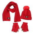 thumbnail image 1 of Zwiiyzr 2024 3 Pieces Toddler Baby Christmas Winter Knitted Hat Scarf and Gloves Set, Beanie Cap With Pompom, Scarf and Gloves for Boys Girls Red, 1 of 6