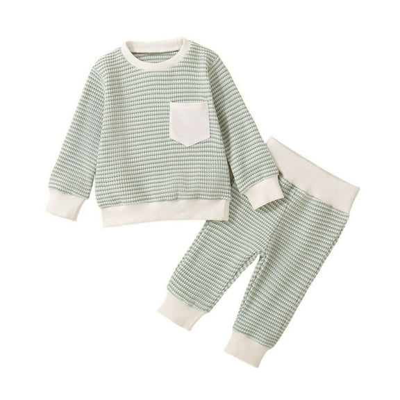 Zwiiyzr 3M-3T Baby Clothes Sweater Knit Outfits Kids Toddler Girls Boys Striped Soft Comfy Long Sleeve Winter Fall Warm 2Pcs Set Green