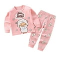 thumbnail image 1 of Zwiiyzr 3M-5Y Toddler Baby Kids Winter Fall Pajama Set Boys Girls Solid Color Flower Sheep Print Long Sleeve 2 Piece Outfits Sleepwear Baby Clothes Suit Pink, 1 of 3
