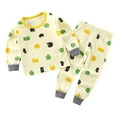 thumbnail image 1 of Zwiiyzr 3M-5Y Toddler Baby Kids Winter Fall Pajama Set Boys Girls Solid Color Print Long Sleeve 2 Piece Outfits Sleepwear Baby Clothes Suit Yellow, 1 of 3