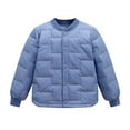 thumbnail image 1 of Zwiiyzr 4-12Y Boys and Girls Quilted Jacket Toddler Baby Kids Winter Cute Solid Color Long Sleeved Thick Windproof Coat Jacket Blue, 1 of 5