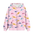 thumbnail image 1 of Zwiiyzr 4-14Y Kids Girls Boys Dinosaurs Hoodie Boys Long Sleeve Pullover with Pocket Kids Warm Sweatshirt Sweater Pink, 1 of 4