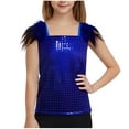 thumbnail image 1 of Zwiiyzr 2025 4-14Y Kids Girls Glitter Sequins Tank Tops Dance Vest Tops Sparkle Dancewear Blue, 1 of 6