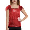 thumbnail image 1 of Zwiiyzr 2025 4-14Y Kids Girls Glitter Sequins Tank Tops Dance Vest Tops Sparkle Dancewear Red, 1 of 6