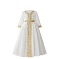 thumbnail image 1 of Zwiiyzr 2025 4-8Y Kids Girls Muslim Dress Embroidered Plated Long Sleeve V-Neck Princess Dress Loose Robe Party Wedding Dress White, 1 of 6