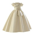 thumbnail image 1 of Zwiiyzr 5-15Y First Communion Dress Flower Girl Dress Elegant Wedding Birthday Party A-Line Bridesmaid Princess Dress for Wedding Party Beige, 1 of 7