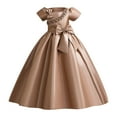 thumbnail image 1 of Zwiiyzr 5-15Y First Communion Dress Flower Girl Dress Elegant Wedding Birthday Party A-Line Bridesmaid Princess Dress for Wedding Party Coffee, 1 of 7