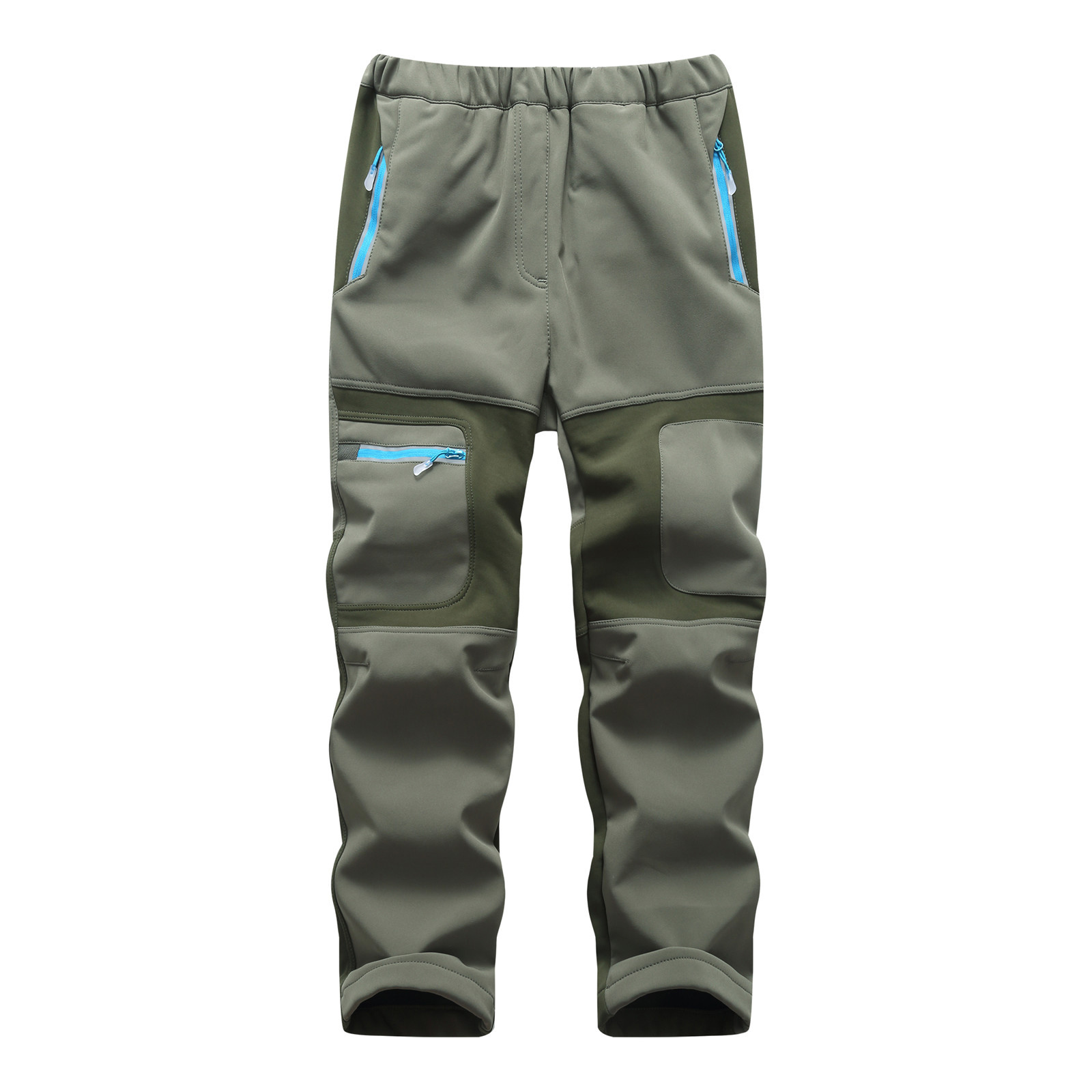 Zwiiyzr 2025 5-16Y Kids Boys Girls Snow Pants Fleece Lined Plush Solid Color Keep Warm Windbreak Water Proof Outdoor Hiking Ski Pants Olive Green