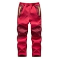 thumbnail image 1 of Zwiiyzr 2025 5-16Y Kids Boys Girls Snow Pants Fleece Lined Plush Solid Color Keep Warm Windbreak Water Proof Outdoor Hiking Ski Pants Red, 1 of 5