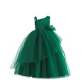 thumbnail image 1 of Zwiiyzr 2025 6-17Y Girls Tulle Dress Bridesmaid Sparkle Wedding Pageant Formal Dress Sleeveless One Shoulder Princess Dress Green, 1 of 6