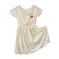 thumbnail image 1 of Zwiiyzr 2025 6M-10Y Baby Girl Clothes Infant Toddler Dress Trendy Cute Polka Dot Print Flowy Swing Short Sleeve Dress Beige, 1 of 6