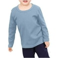 thumbnail image 1 of Zwiiyzr 6M-11Y Girls Boys Long Sleeve Shirts Soft Cotton Crewneck Solid Color Basic T-Shirts Toddlers Tees Blue, 1 of 8