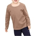 thumbnail image 1 of Zwiiyzr 6M-11Y Girls Boys Long Sleeve Shirts Soft Cotton Crewneck Solid Color Basic T-Shirts Toddlers Tees Coffee, 1 of 8